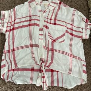 Red and white plaid top